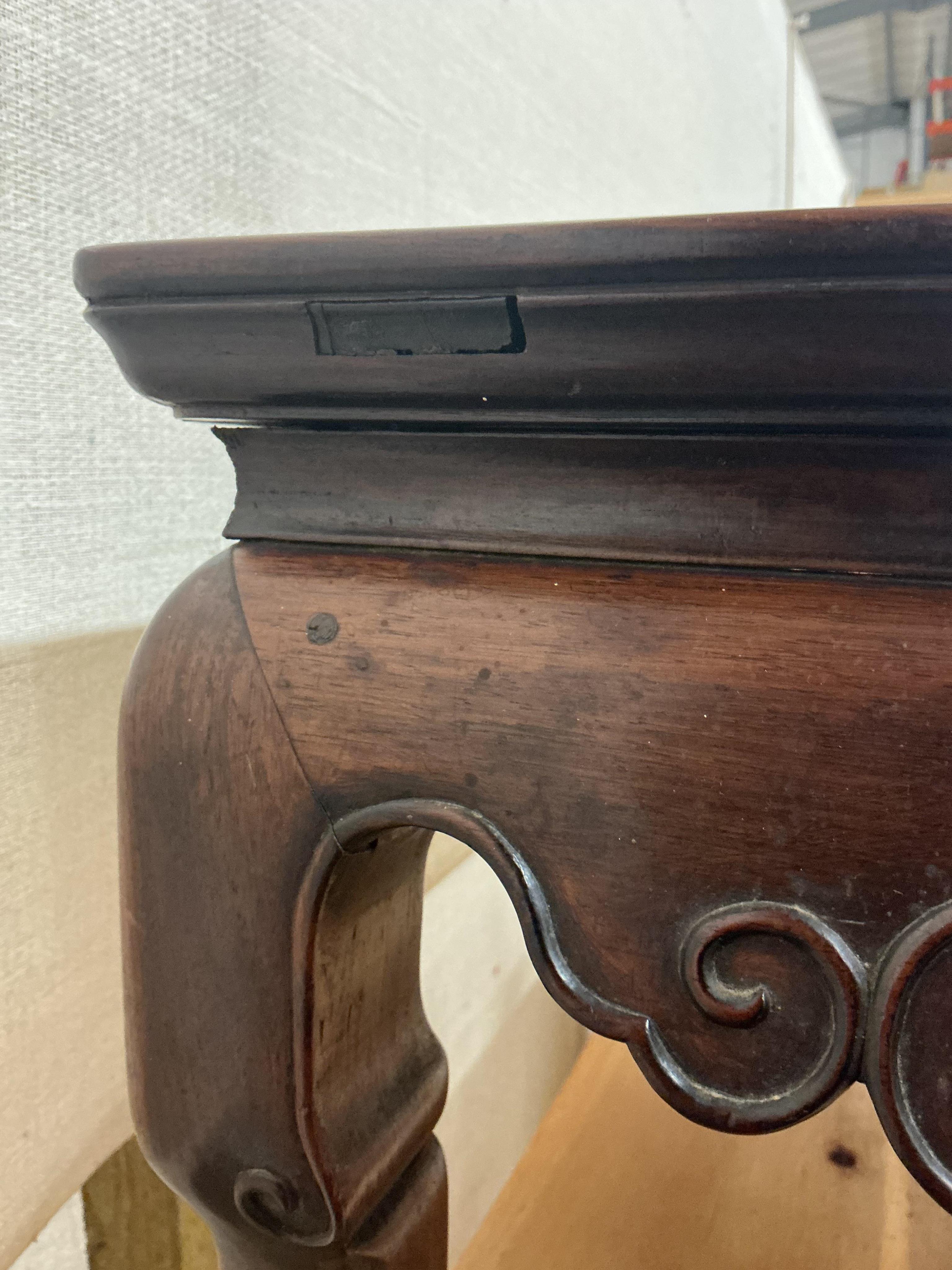 A late 19th century Chinese rectangular hongmu low table, width 96cm, depth 48cm, height 39cm